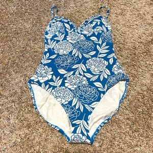 Boden Blue Floral One Piece Swimsuit